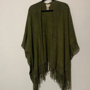 Max Studio Olive Knit Cardigan with Fringe